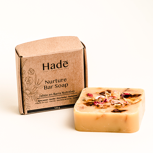 Jabón de glicerina con manteca de karité rosas y geranio